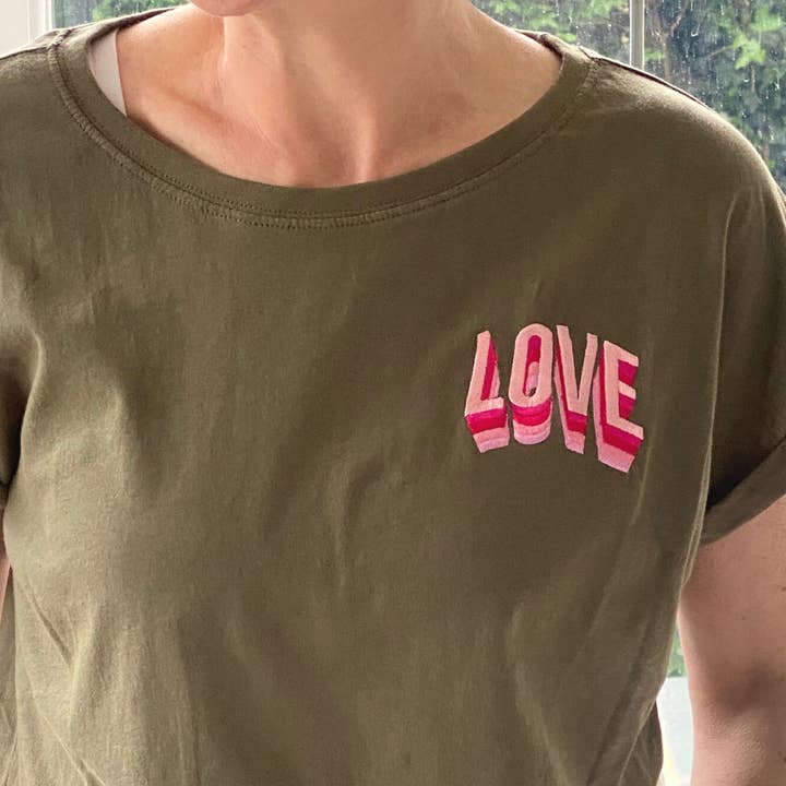 Love Embroidered T-Shirt for wholesale by Percy and Nell Retail Limited