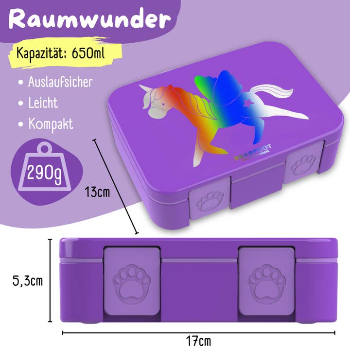 BEARFOOT - Wholesale Lunch Bag/Box - Kids - Lunchbox with compartments, lightweight & leak-proof - Unicorn GLOW6