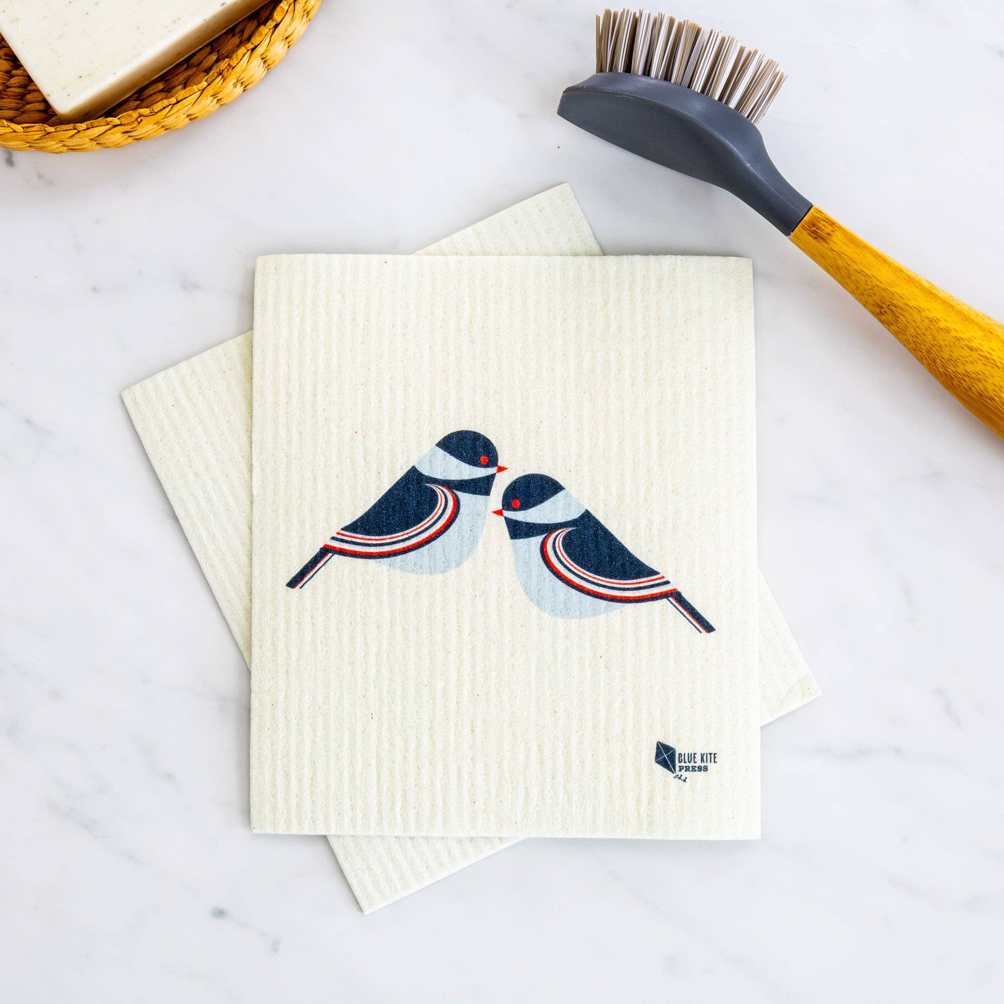 Blue Kite Press - Wholesale Dishcloth - Chickadee Swedish Dishcloth1