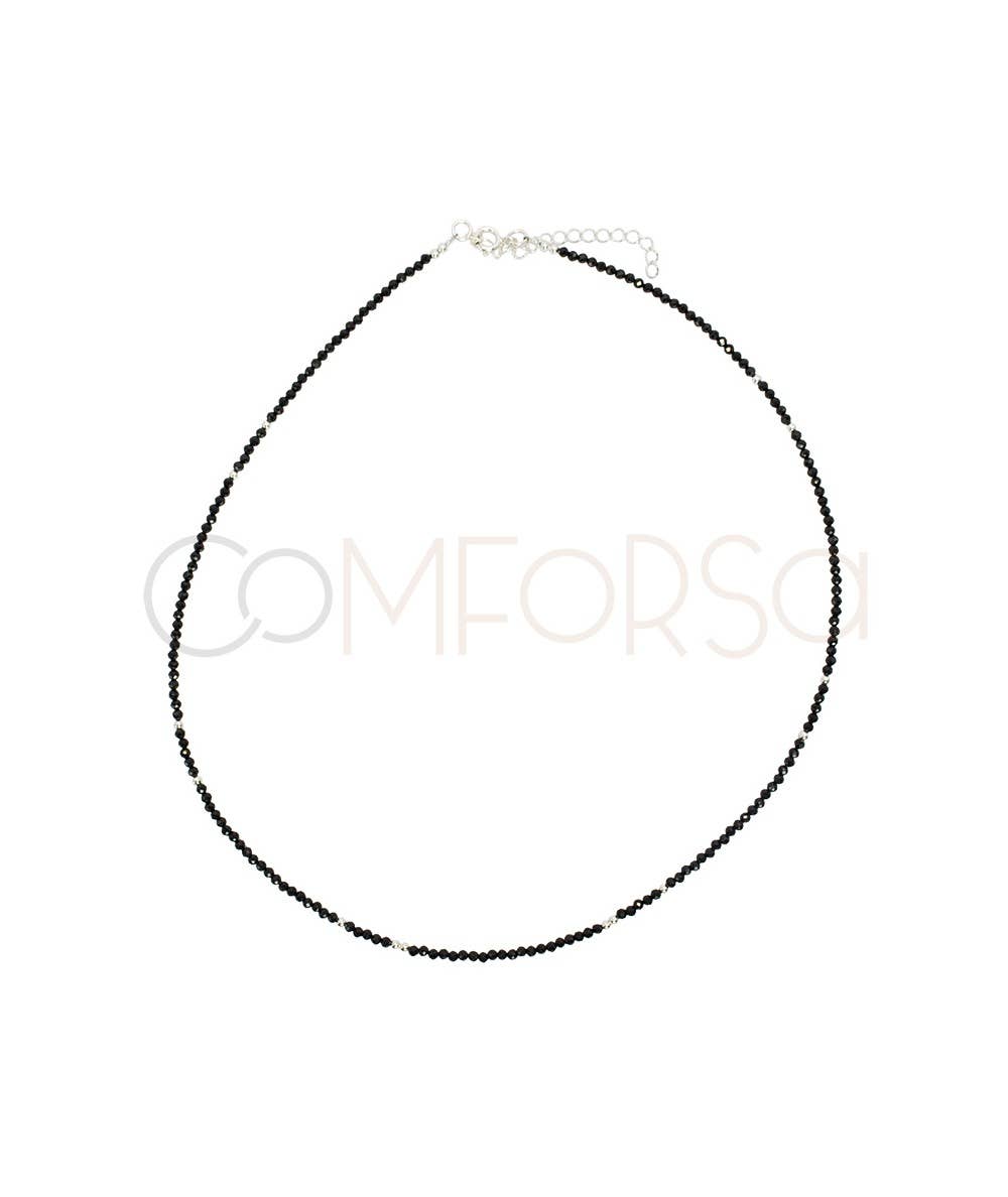 COM FORSA SL - Wholesale Beaded/Pearl Necklace - Sterling Silver 925 Black Spinel Stones Choker1
