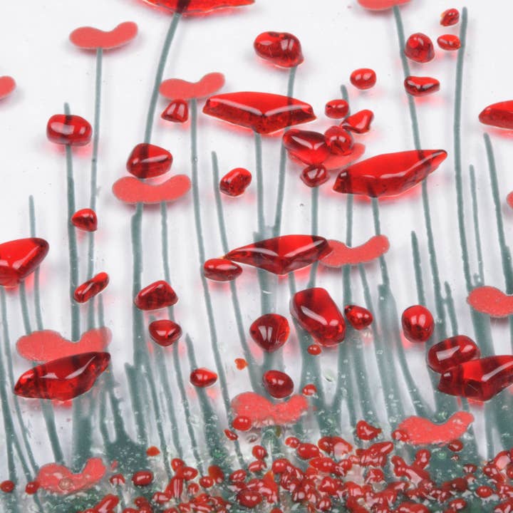Pam Peters Designs - Wholesale Decorative Tabletop Object - Handmade Fused Glass - Poppy Token