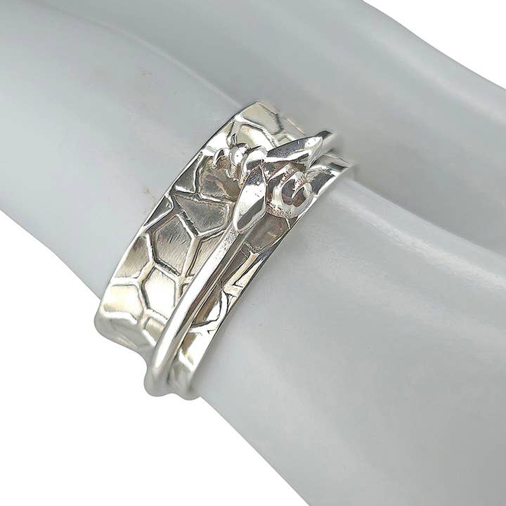 Amberman - Wholesale Band/Stacked Ring - Sterling Silver Bee Spinner Ring1