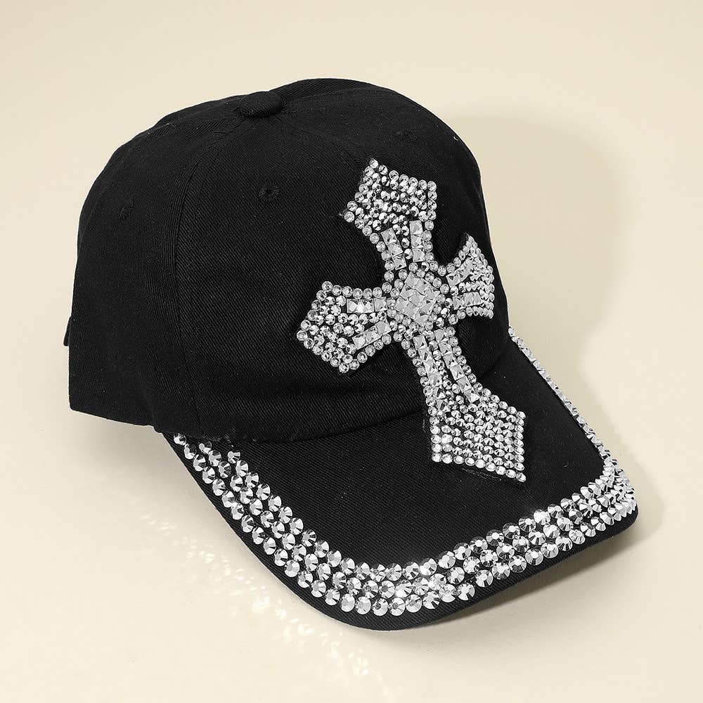 Sensibling Corp. - Wholesale Baseball Cap - Women's - Bling Studded Cross Glam Baseball Cap1