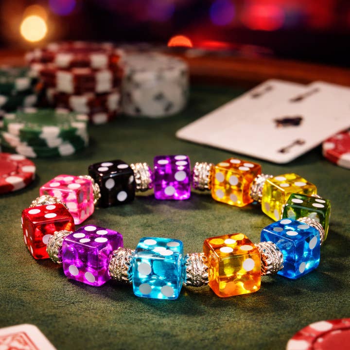 Dice Bunco Beaded Bracelet, Casino Game Night Gift Shop Idea for wholesale by Fiona Accessories