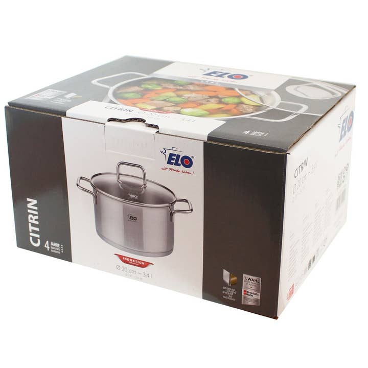 Elo – wholesale Cooking pot – 20 cm Elo Citrin Stainless Steel Stock Pot with Glass Lid5
