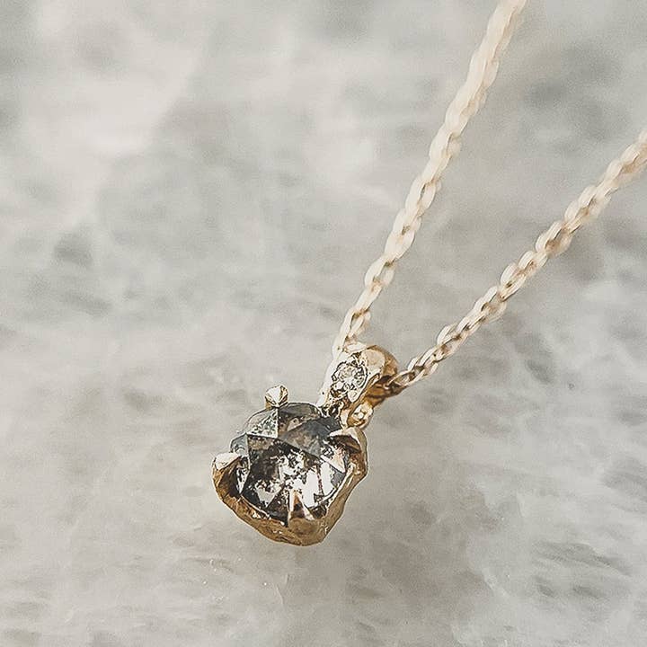 Lacee Alexandra Jewelry - Wholesale Pendant/Charm Necklace - Solid Gold Salt and Pepper Diamond Necklace