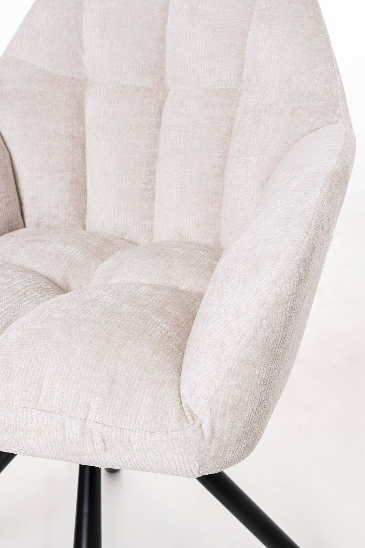 Gdeco - Wholesale Chair - Iris 360º Swivel Chair, Beige Upholstery, Black Metal Legs.3