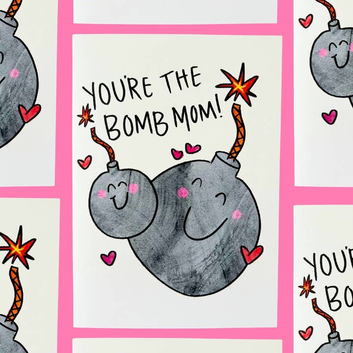 Carte de vœux Mom Bomb pour la vente par ELTON B MAKES ART