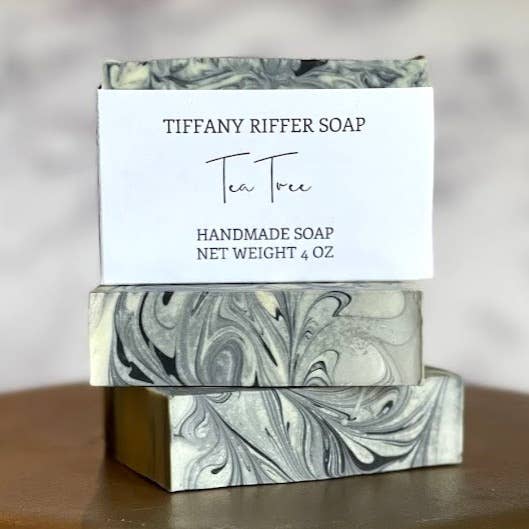 Tea Tree Bar Soap, Activated Charcoal, Natural Vegan Artisan for wholesale by Tiffany Riffer Soap