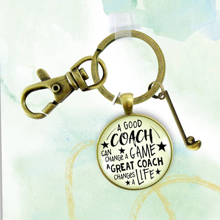 Golf Coaching Keychain Great Coach Changes Life Club Charm ^ for wholesale by Gutsy Goodness