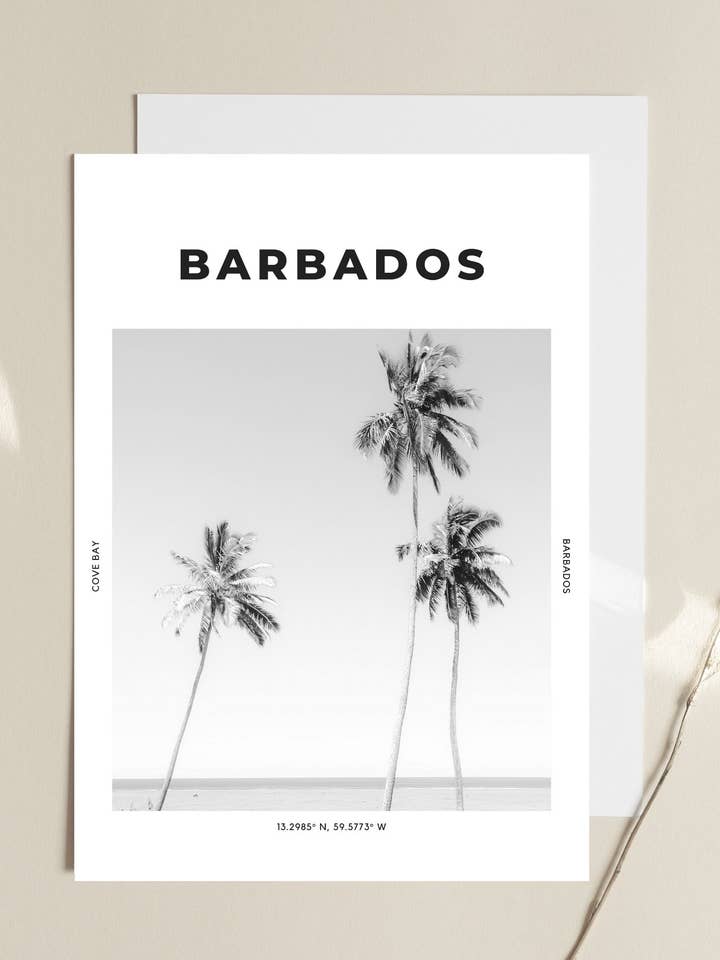 Barbados 'Palmbomen en 30 Graden' Print 1 voor wholesale door The Travel Edit