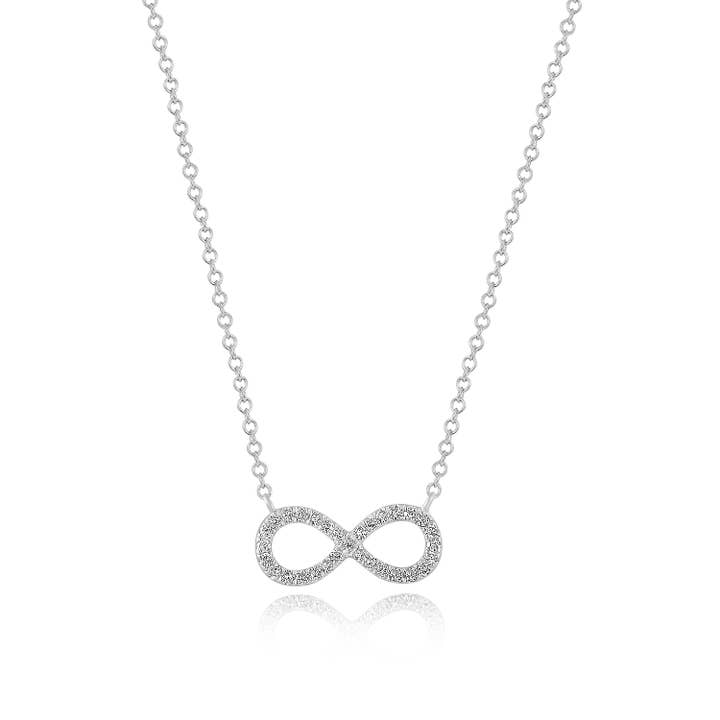 Collier infini en or blanc 18 carats avec diamants pour la vente par Leaf Jewelry