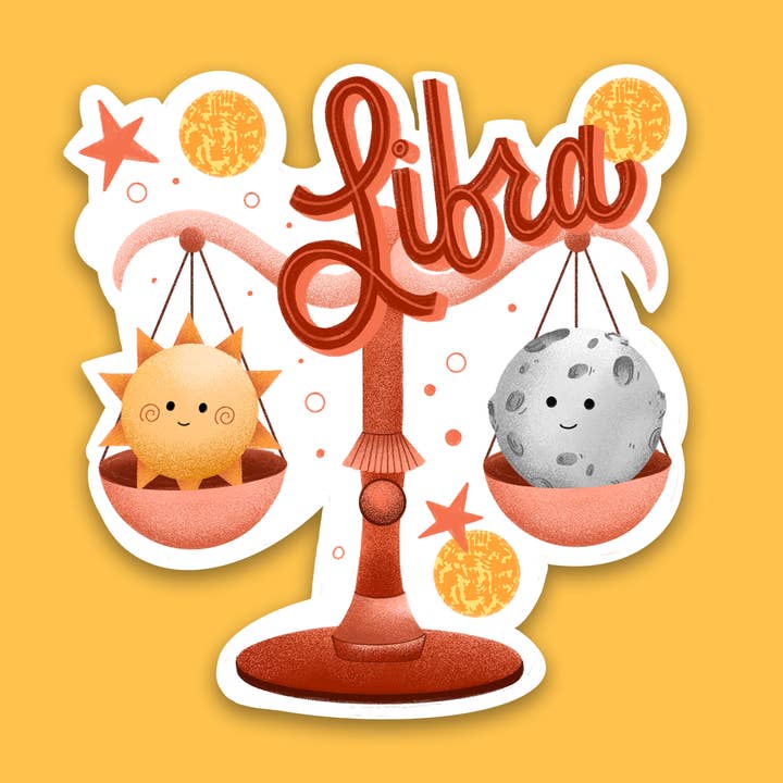 Libra Horoskop Sticker für den Großhandel von Riri Tamura Design