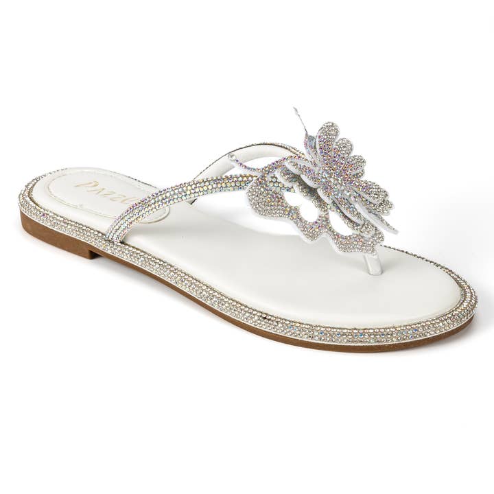 Pazzle - Wholesale Sandals - Women's - Leslie-38 Women's Flat Butterfly Rhinestone Flat Sandal