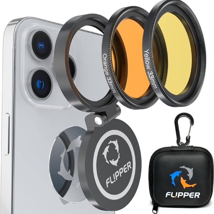 Flipper Aquarium Products - Vendita all'ingrosso Supporto per telefono/tablet - Flipper Flip-Kick Phone Filter Aquarium Reef Lens con Lenti Arancioni e Gialle