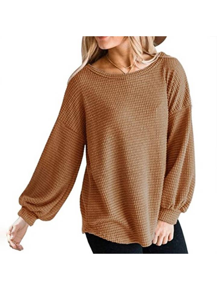 Lily Clothing - Wholesale Shirt - Women's - Casual pullover with round neck lantern sleeves