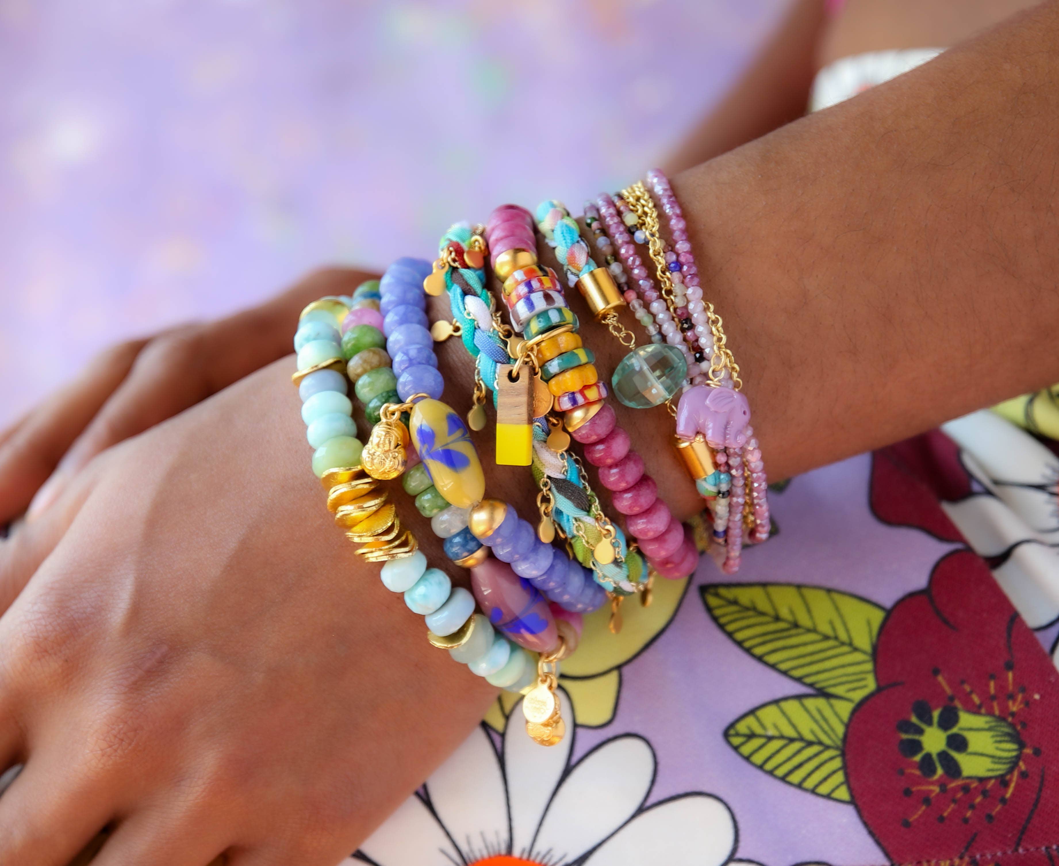 Catherine Page Jewelry - Wholesale Beaded Bracelet - Skittles Elastic Bracelet in Navy Jade4