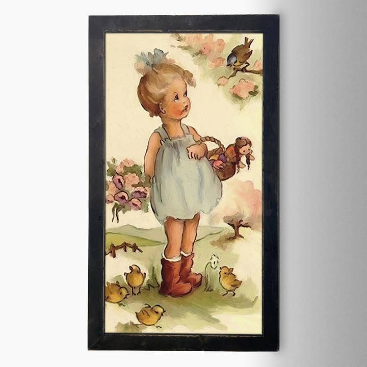 Vintage Girl with birds for wholesale by ginger blue