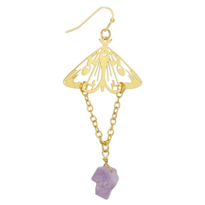 Brincos Amethyst Drop Gold Luna Trath Dourado por atacado de ZAD