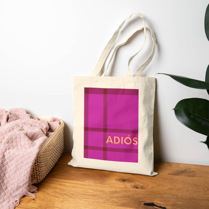 MARA Style - Wholesale Tote Bag - Women's - Plaid ADIOS Cotton Canvas Tote Bag2