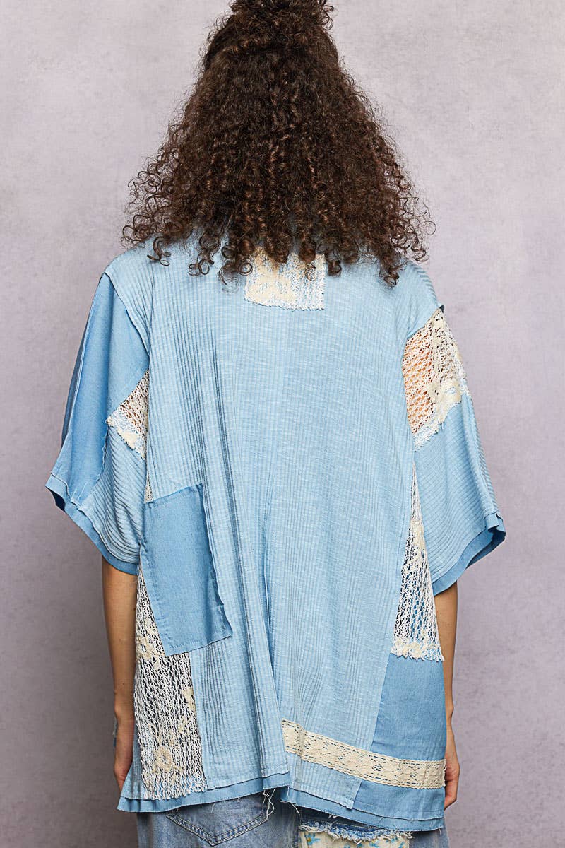 Pol Clothing - Wholesale Button Down Shirt - Women's - Collared Studded Button-down Short Sleeve Knit Shirt Top21