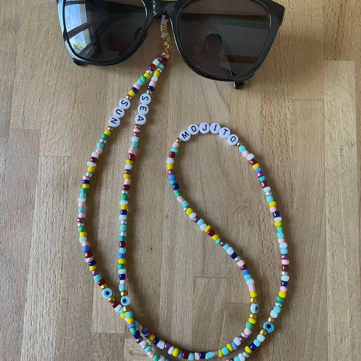 Boutique Bohème - Wholesale Sunglasses/Eyeglasses Strap - Women's - Nazar Boncuk Sunglasses Cord Chain, Colored Beads and Turkish Eye