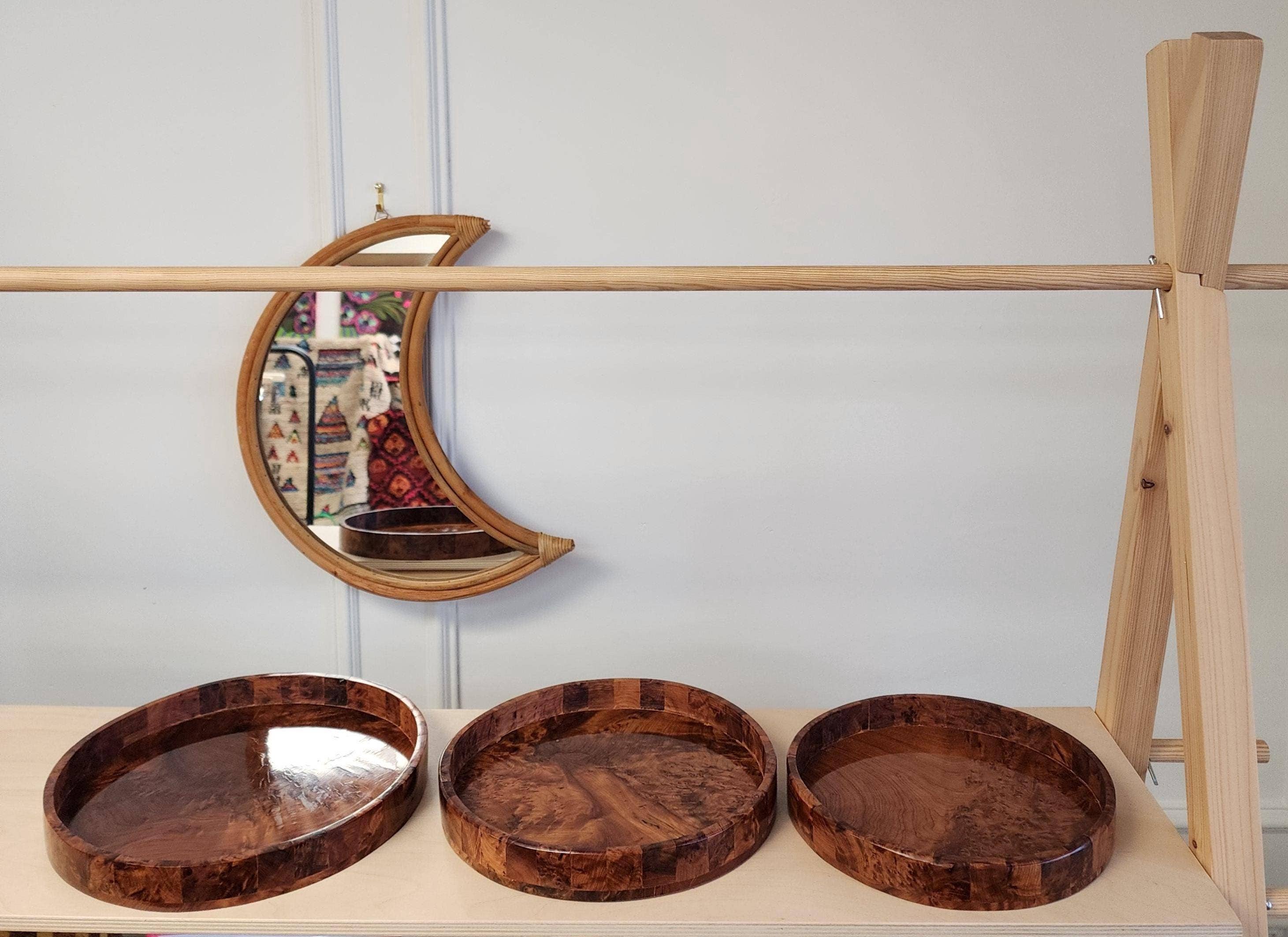 High crafty – wholesale Decorative tray – Handcrafted Thuya Burl Wood Round Tray Set | Decorative Wood1