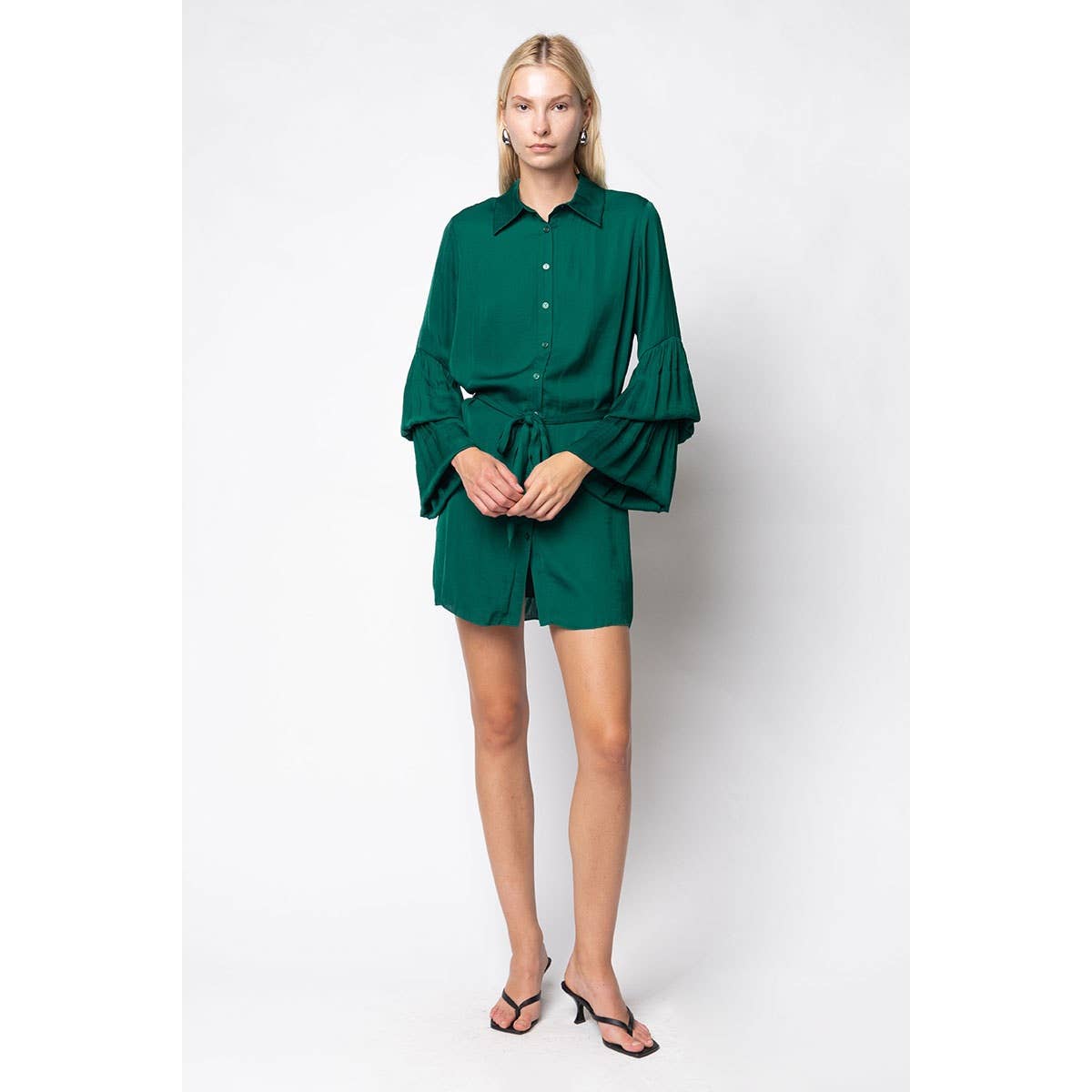 Naked Zebra - Venta al por mayor Vestido - Mujer - Minivestido camisero con mangas acampanadas9