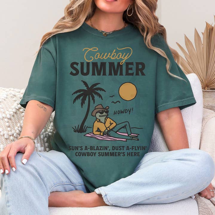 Cowboy Summer DTF Heat Transfer for wholesale by Trendy Transfers