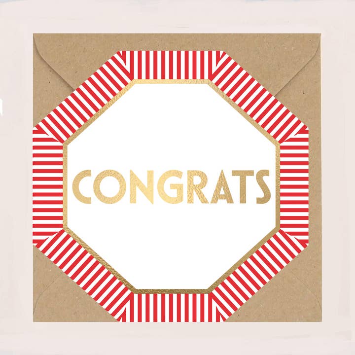 Tillykke Kort Røde Striber for engroshandel hos Apple & Clover