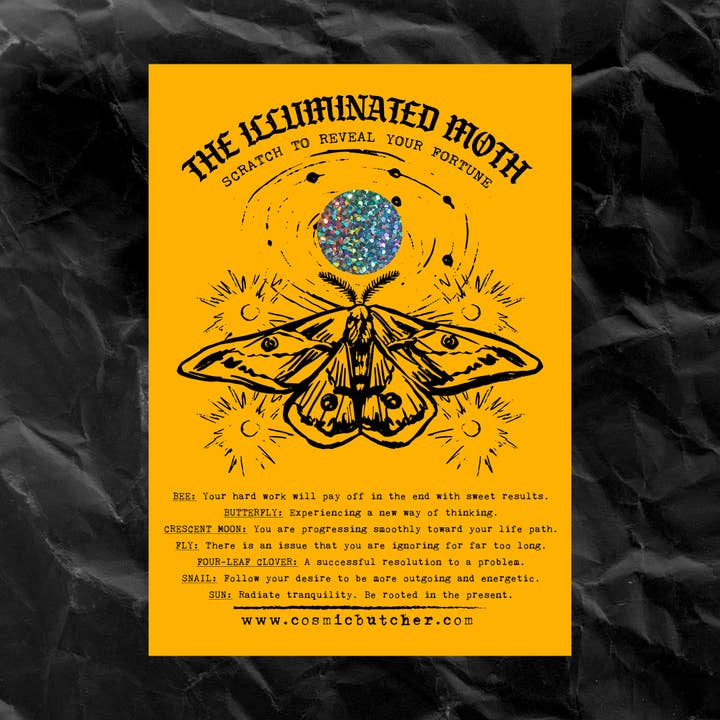 Cosmic Butcher - Wholesale Tarot Cards - "ILLUMINATED MOTH" Scratch Off Affirmation Fortune Card2