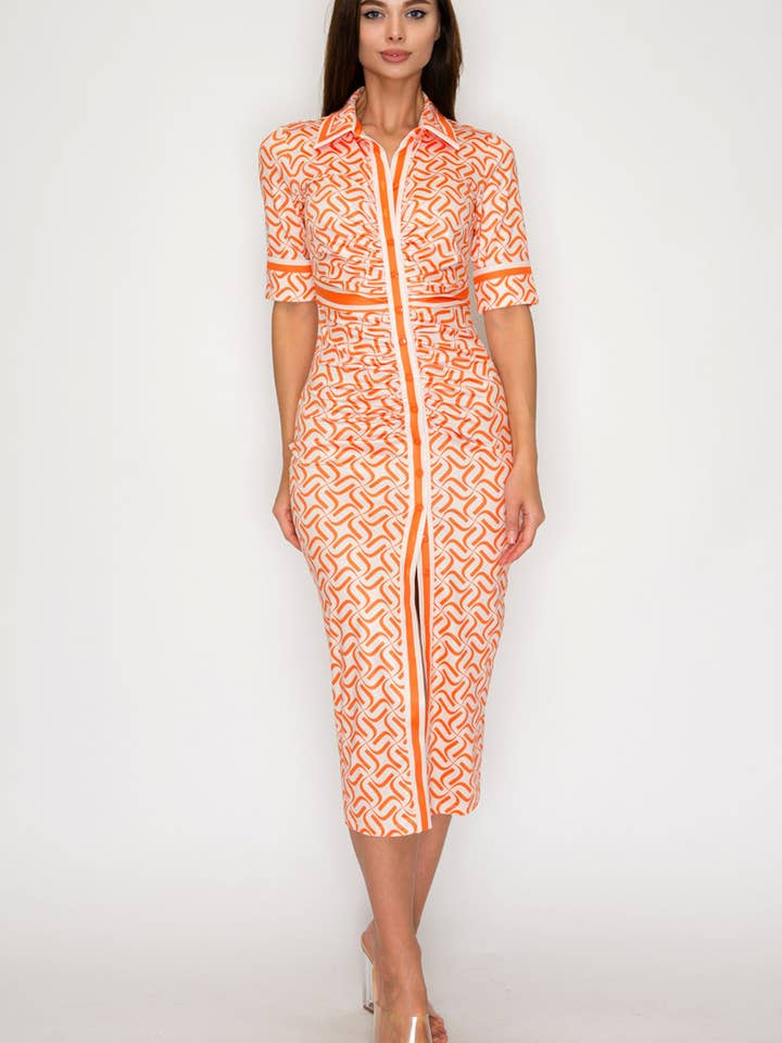 BD4671_ Button Down Short Sleeve Midi Dress for wholesale by Her Bottari