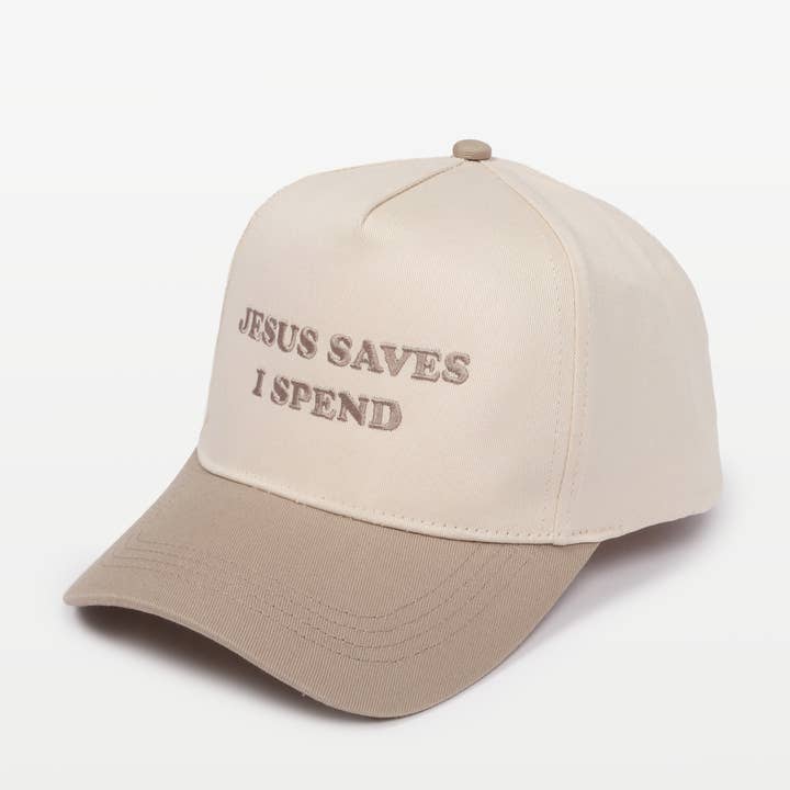 David And Young - Wholesale Baseball Cap - Women's - JESUS SAVES I SPEND Embroidery 5 Panel Baseball Cap