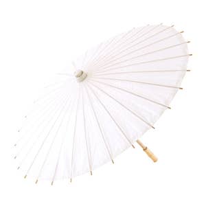 Pretty Paper Parasol With Bamboo Handle - Caribbean Blue