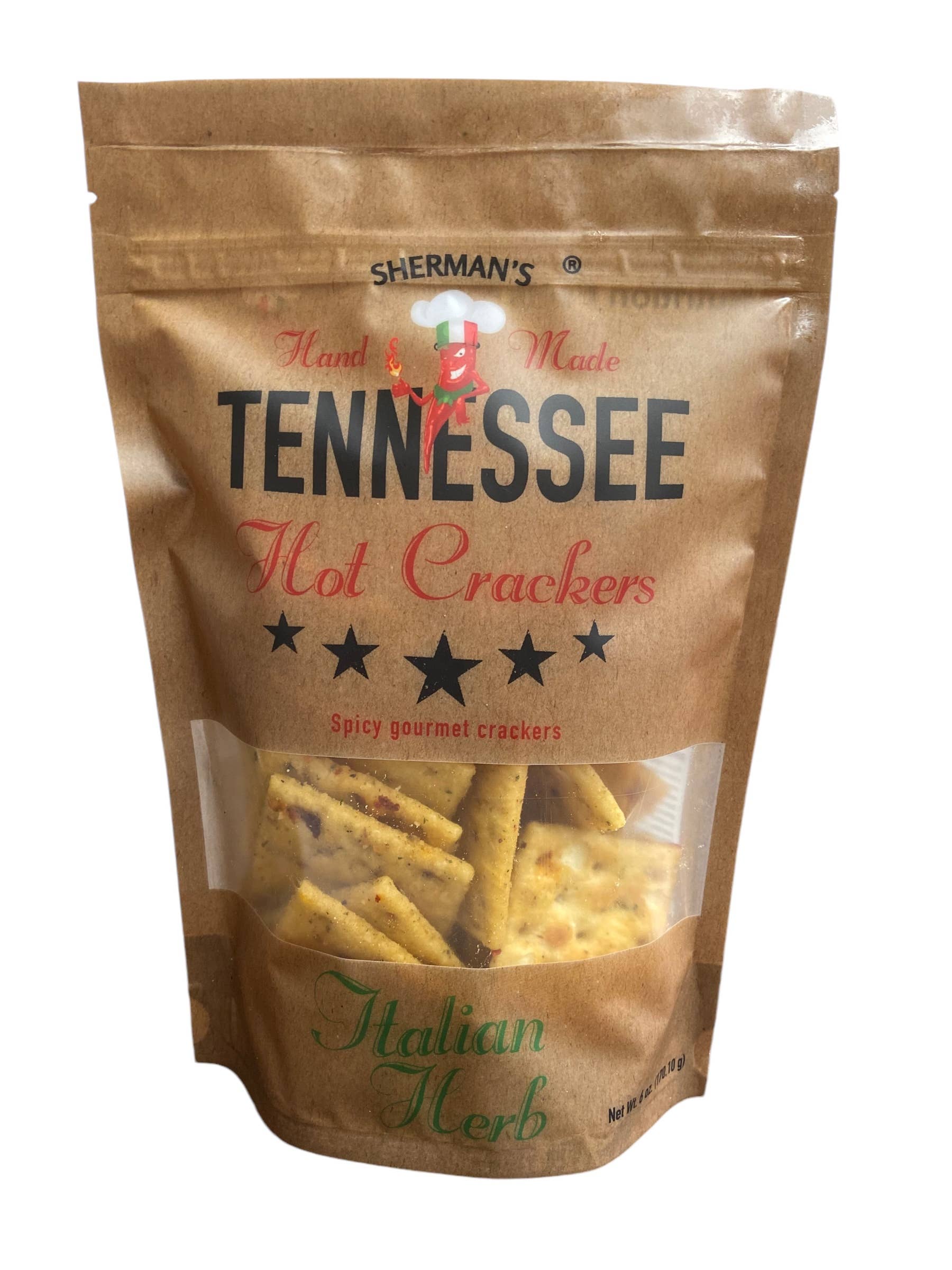 Sherman's Tennessee Hot Crackers - Wholesale Crackers - New! Sherman Tennessee Hot Crackers Italian Herb Flavor 30CT1