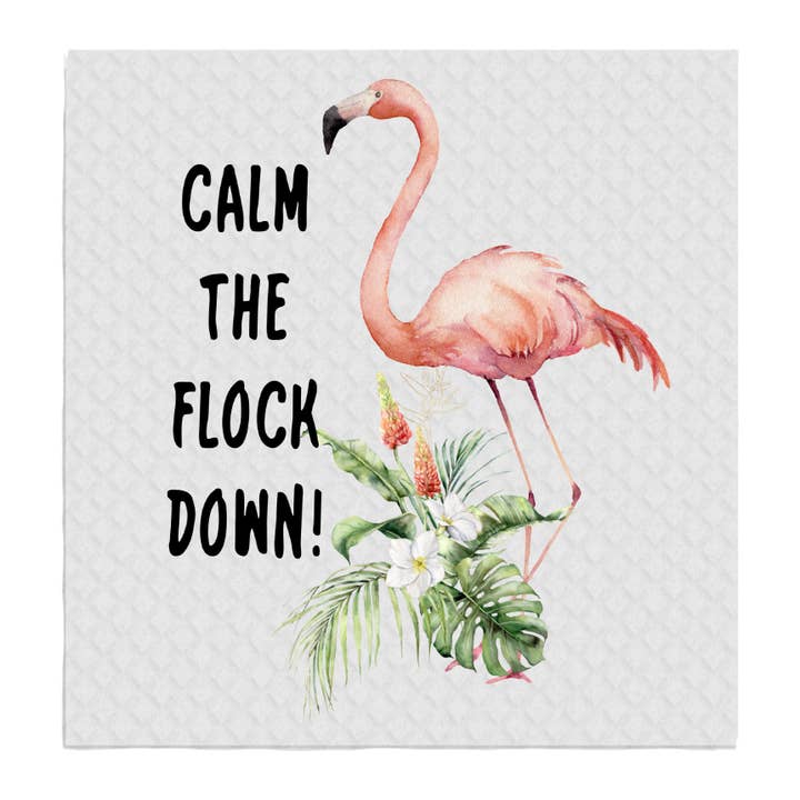 Pink Flamingo Calm The Flock Down SWEDISH DISH CLOTHS for wholesale by Avery Lane Gifts