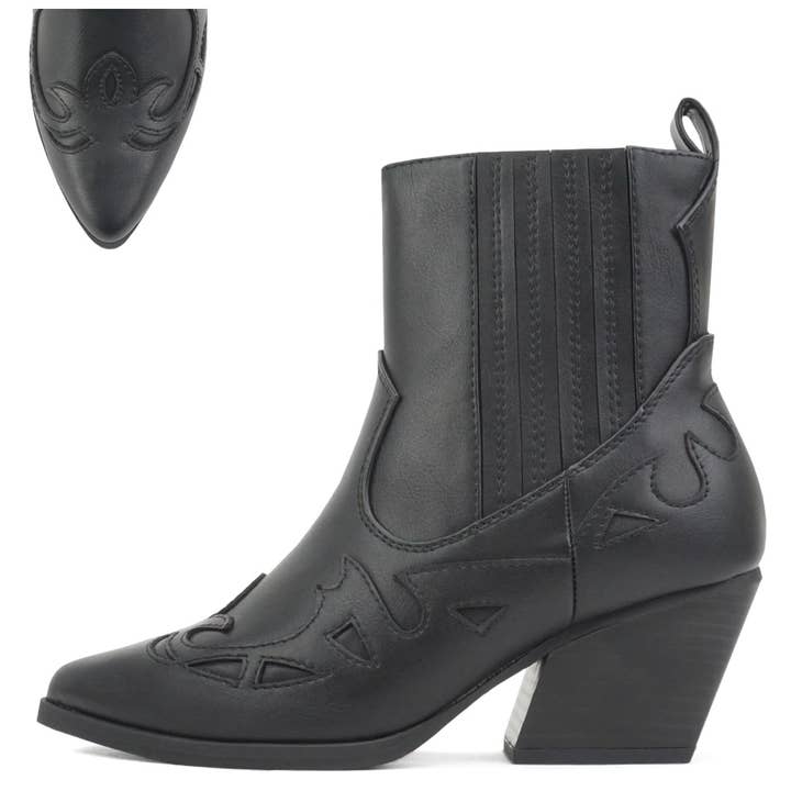 FD-EMBER- Block Heel Dress Western Cowboy Ankle Boots for wholesale by Golden Bulls