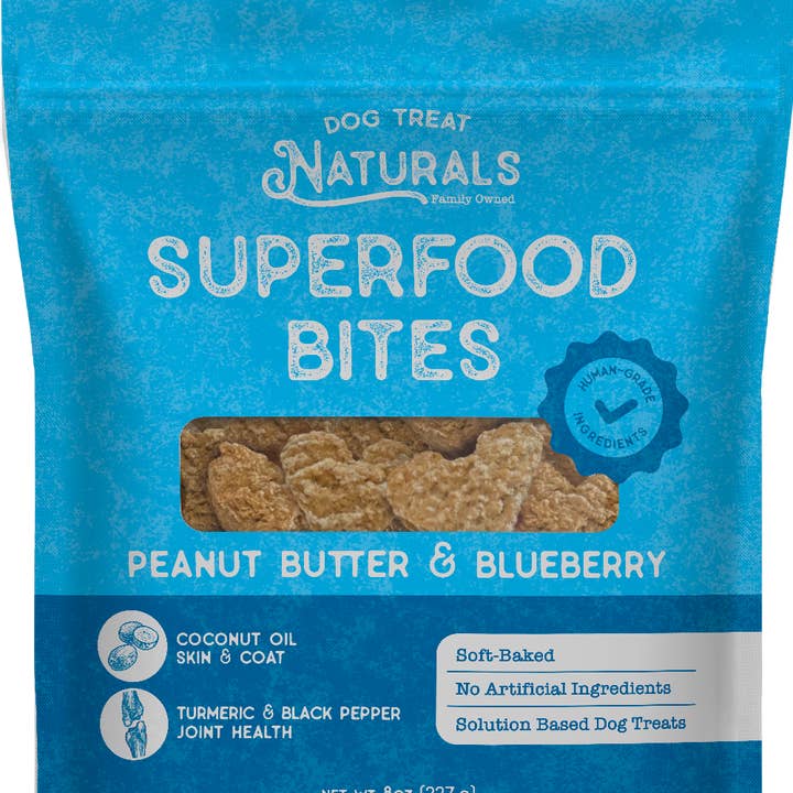 Dog Treat Naturals - Vente Friandises – chien - Bouchées Superfood au Beurre de Cacahuète et Myrtille0