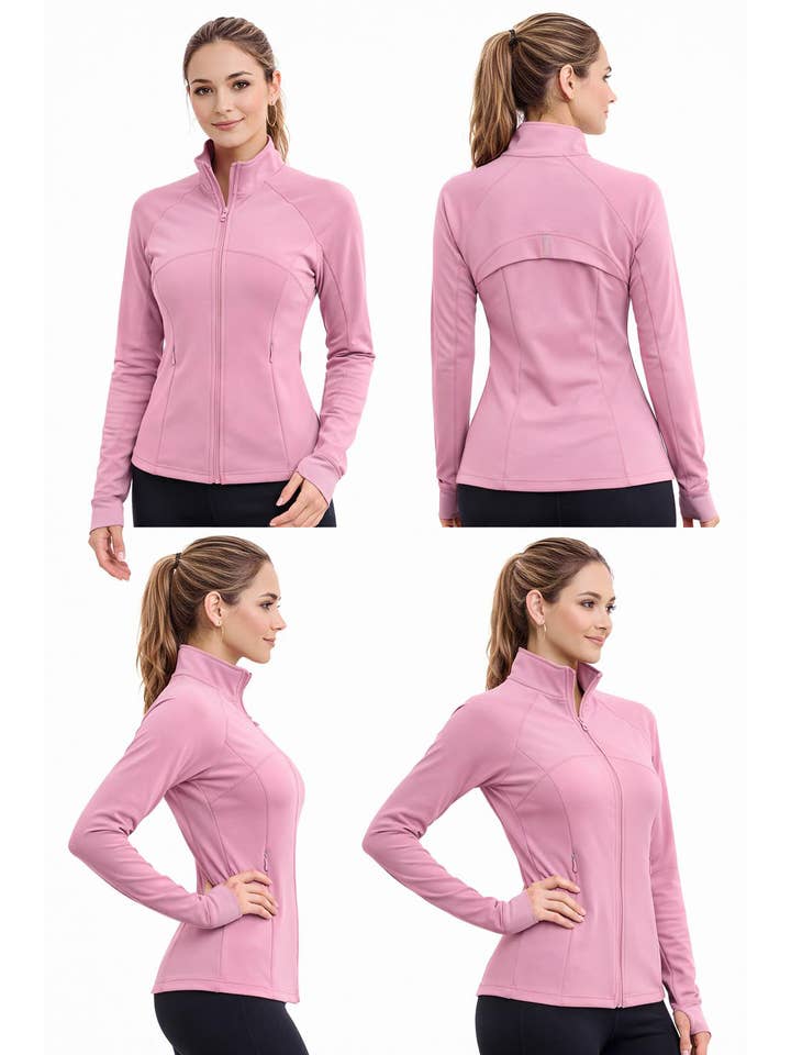 Color 5 - Wholesale Athletic Jacket - Women's - Premium solid color active wear define jacket with pockets5