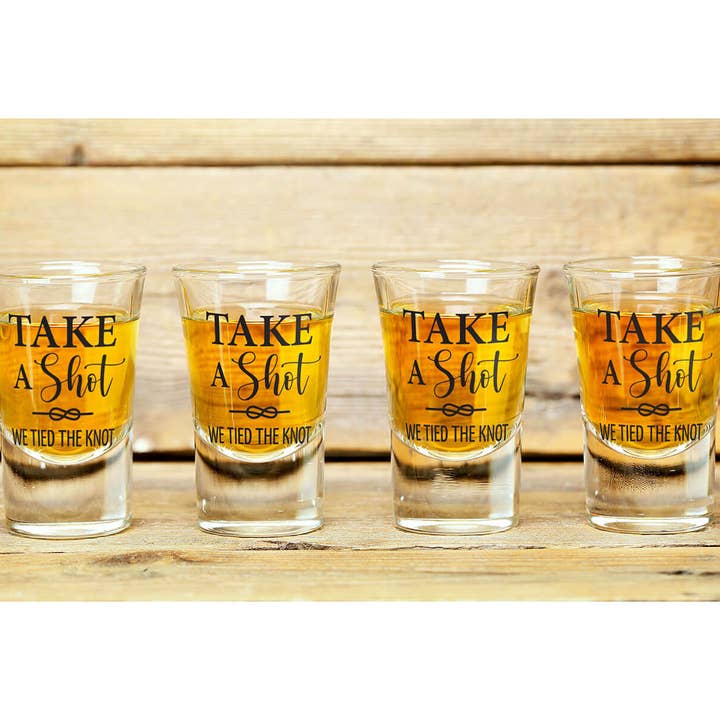 Lillian Rose - Wholesale Shot glass - Tied the Knot Wedding Day Shot Glass Favors Set of 42