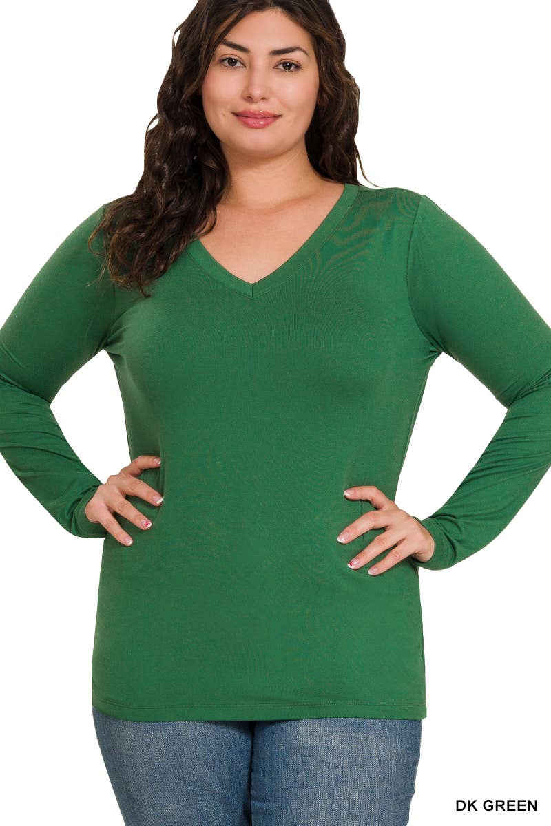 42POPS - Wholesale T-Shirt - Women's - ",...Plus Microfiber Long Sleeve V Neck Tee18