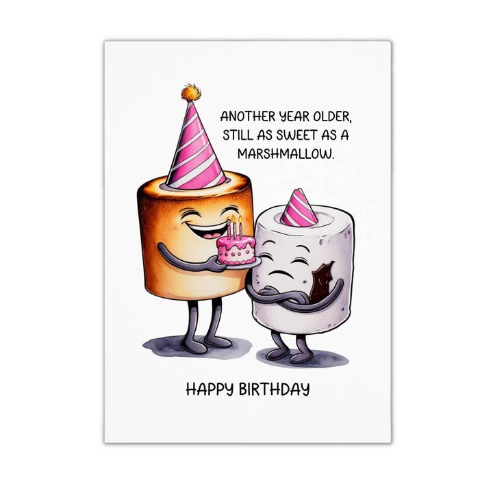 Carte d'anniversaire unique et amusante - Guimauve pour la vente par Smirk & Scribble