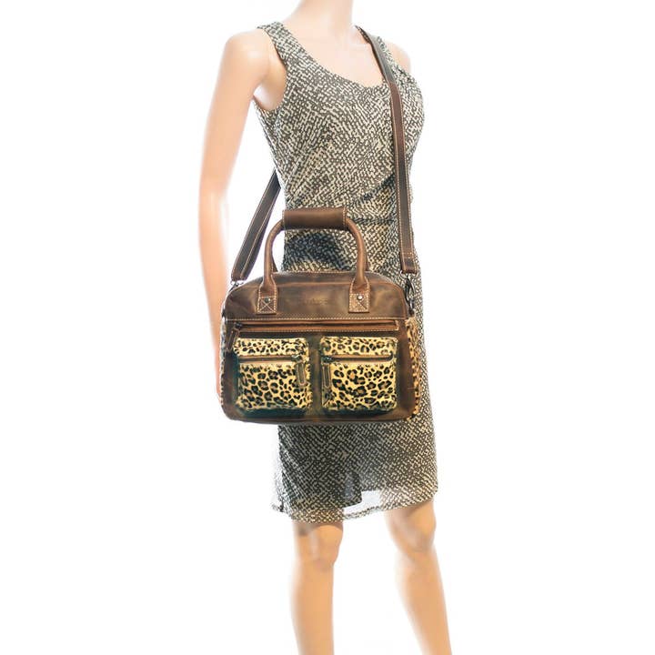 Arrigo - Wholesale Shoulder Bag - Women's - Westernbag Cognac Buffalo Leather with an Animal Print11