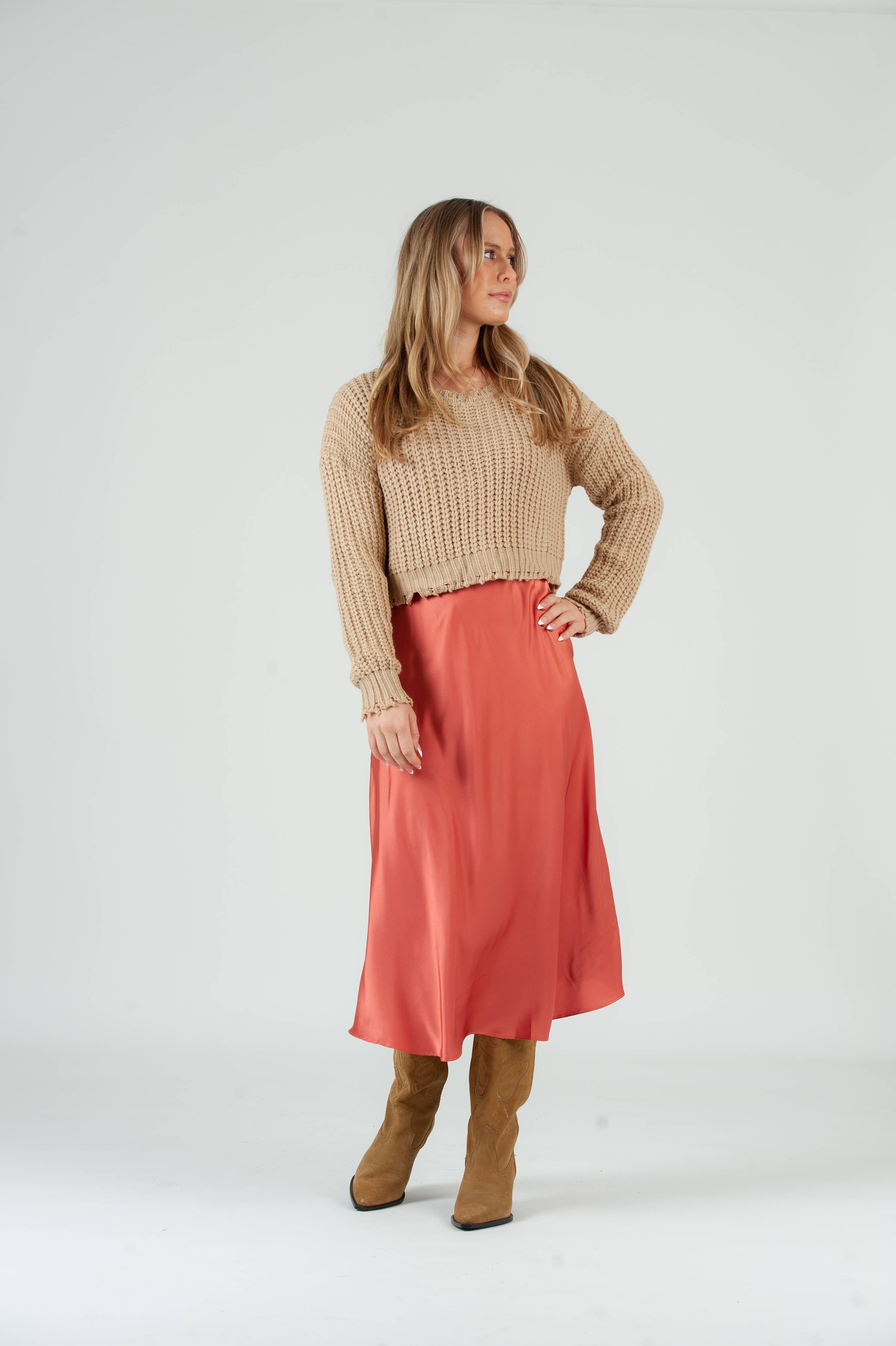 Lucca Couture - Vente Robe – femme - Robe nuisette midi en satin Pré-automne1