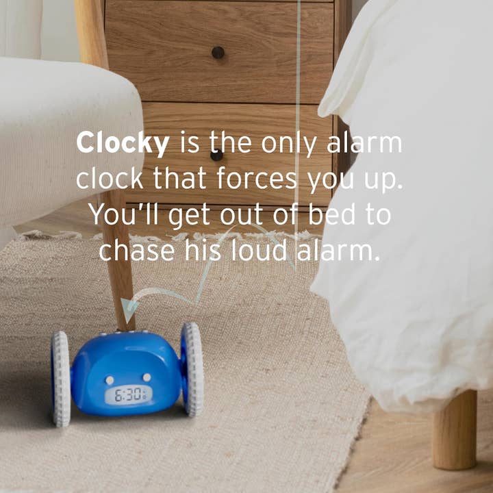 Clocky - Wholesale Alarm Clock - Loud Alarm Clock on Wheels for Heavy Sleepers (Blue) 6