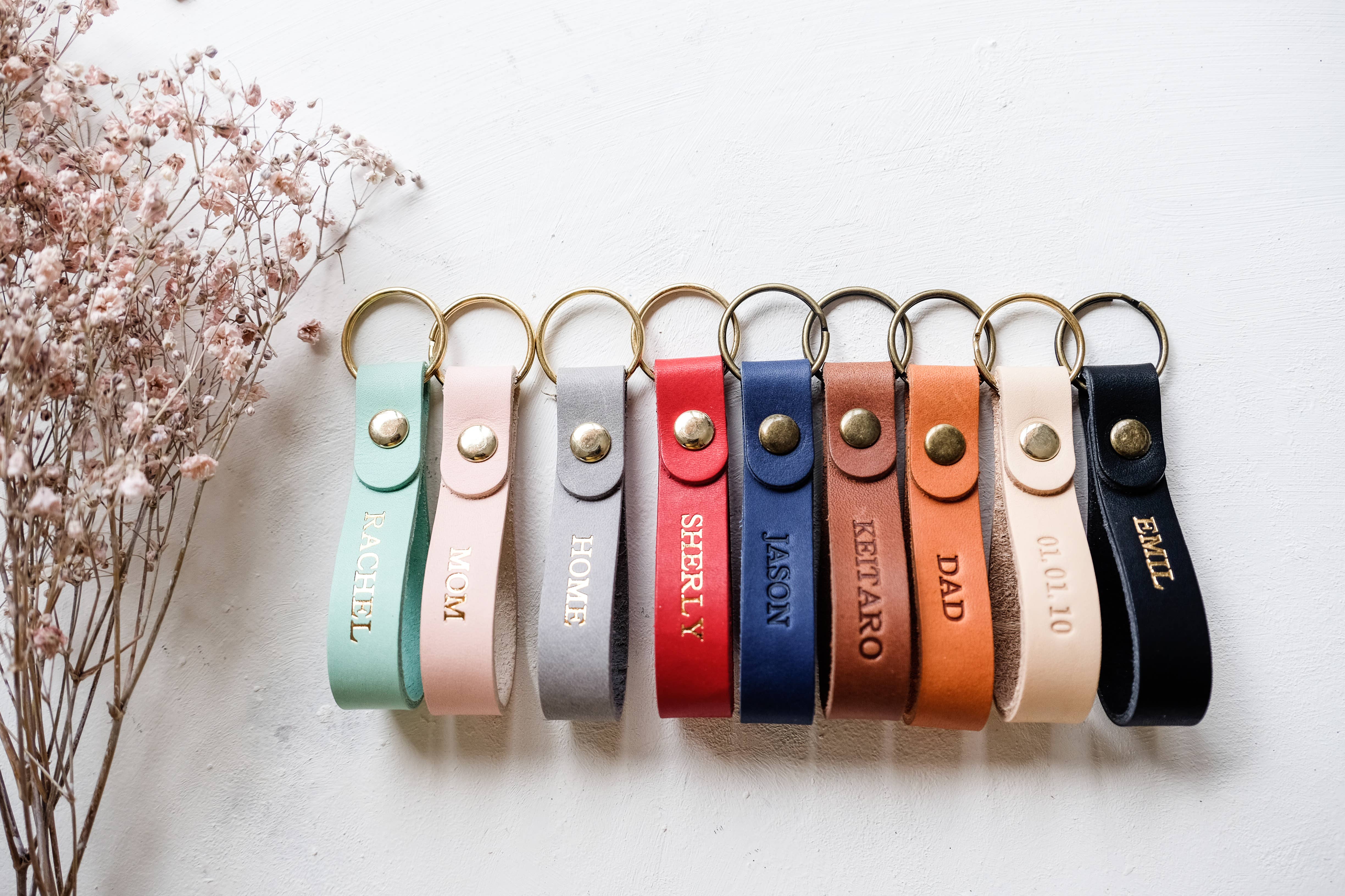 Moccaberry – wholesale Keychain – Women's – Gold Foil Leather Keychain with Custom Text8