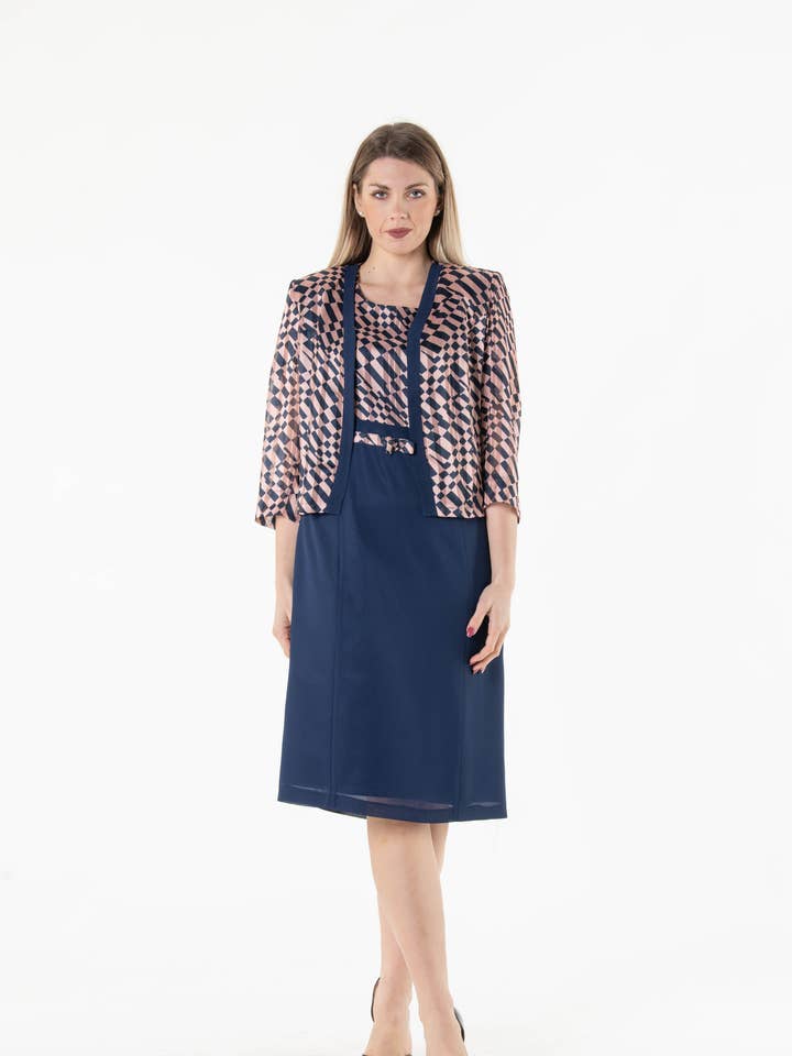 Coctail Dress and Jacket devoré Two Piece for wholesale by VIDAL MODES