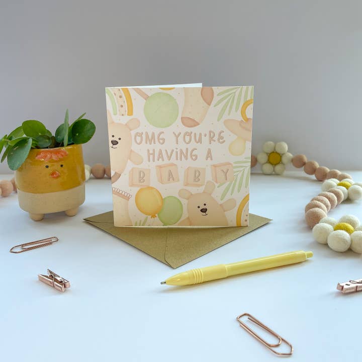 OMG You're Having A Baby Greeting Card for wholesale by Collette Daisy Designs Co