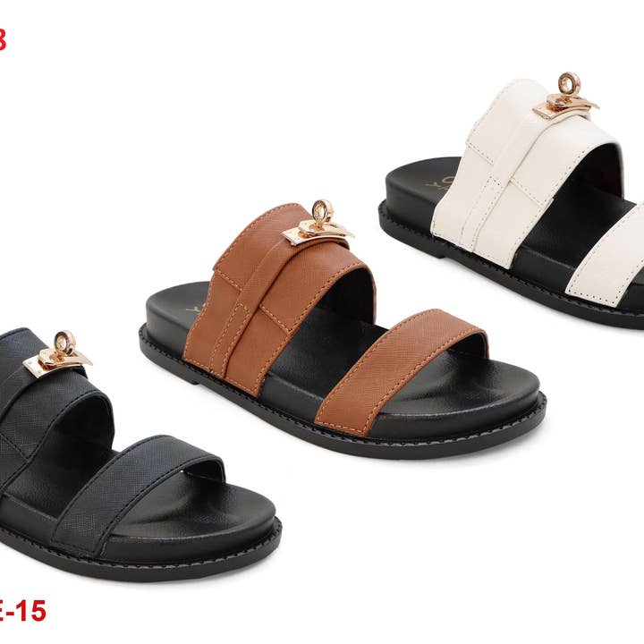 Yoki Fashion - Wholesale Sandals - Women's - YOKI Women's Footbed Sandal Beach Slides With Charm Lock0