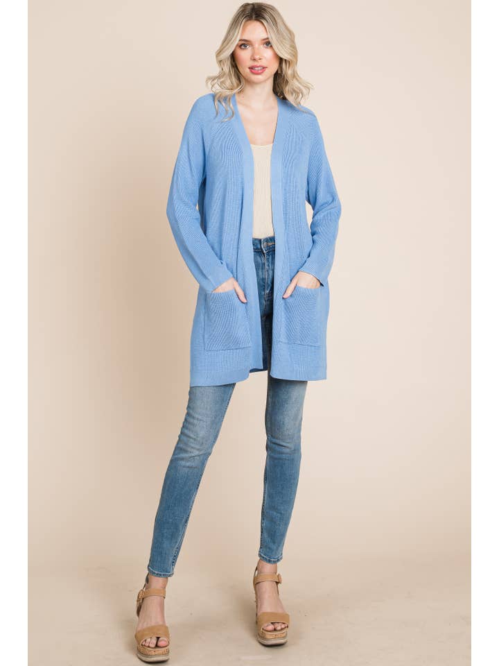 Emerald Collection - Wholesale Cardigan - Women's - 9203-PL Plus Size High-Quality Solid Viscose Knit Cardigan